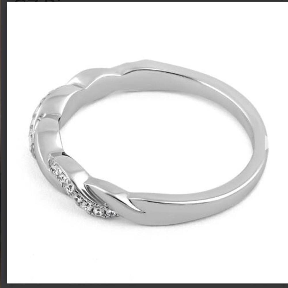 Sterling Silver Braided Clear CZ Ring - Picture 7 of 8